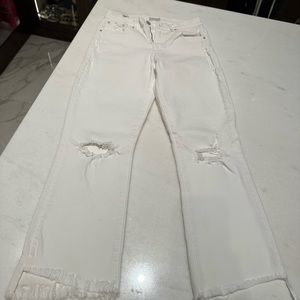 Mother insider crop fray white jeans size 25
